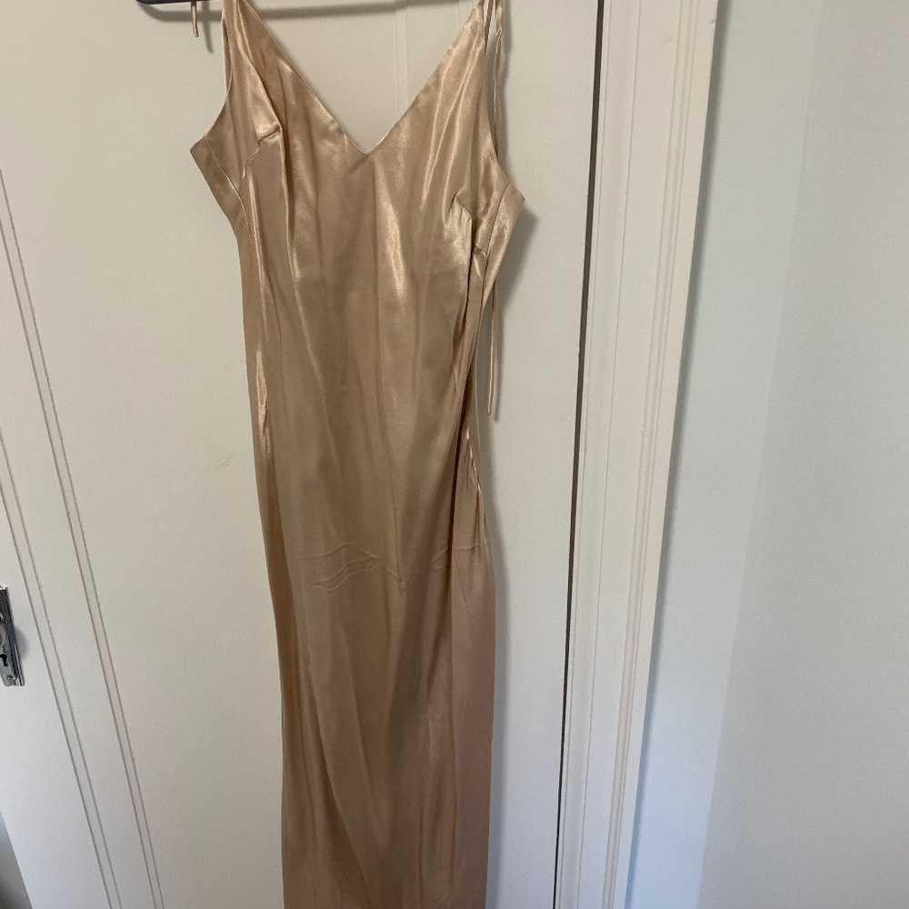 Park & Fifth satin champagne midi dress